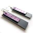 Fioletowo - czarne kolczyki z naturalnej skóry