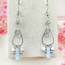 Kolczyki Chalcedon i Jadeit stal chirurgiczna handmade wirewrapping