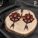 Kolczyki z agatem - długie haftowane