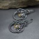 Kolczyki z cytrynu „Narcisio” - długie srebrne łezki wire wrapping