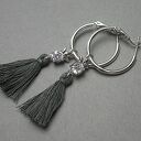 Kolczyki boho Circle Grey z chwostami