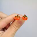 Urocze kolczyki dynie na Halloween - rozmiar 12 mm, stal chirurgiczna