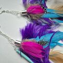 Kolczyki kolorowe energetyczne pióra duże lekkie wykonane w pojedynczym egzemplarzu rękodzieło