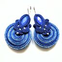 Kolczyki haftowane sutaszowe Blue Spiral