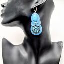 Niebieskie kolczyki sutasz Blue Crystal - ręcznie haftowane 5,5 cm