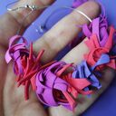 Kolczyki koła czerwono-fioletowe handmade - boho Frida Ruda Klara