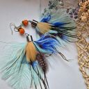 Kolczyki pióra Boho Ruda Klara - lekkie i eleganckie