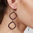 Kolczyki miedziane surowe w kształcie rombów c714ss