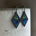 Kolczyki Little Flowers - Orchid Dark Blue & Lemon Green