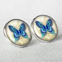 Kolczyki typu wkrętki z motylkami w szkle, urocze i śliczne, na prezent