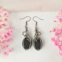 Kolczyki Lawa Wulkaniczna stal chirurgiczna handmade wirewrapping