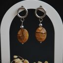 Kolczyki stal chirurgiczna - jaspis krajobrazowy