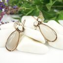 Kolczyki z agatem i perłą - wire wrapping miedź