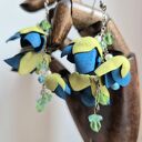 Duże leciutkie kwiaty zielono-niebieskie rękodzieło polecam pojedynczy egzemplarz