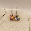 Kolczyki Fruit Cube - kolorowe kosteczki z żywicy z owocami