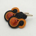 Kolczyki sutasz z koralem - haft soutache z koralikami (ok. 5,3 cm)