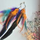 Kolczyki pióra wkręty etno boho folk - lekkie i długie