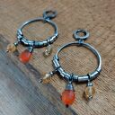 Kolczyki - karneol z cytrynem na kole