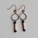 Kolczyki z kutej, oksydowanej miedzi i onyksu /1/