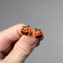 Ręcznie robione, antyalergiczne kolczyki dynie Halloween - dla dzieci i dorosłych