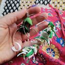 Kolczyki koła zielono-białe w stylu folk boho - lekkie i efektowne