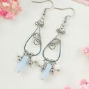 Kolczyki Chalcedon i Jadeit stal chirurgiczna handmade wirewrapping