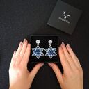 Aurora Star - opalizujące niebiesko-srebrne gwiazdki z koralików na sztyftach