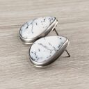 Agat dendrytowy i srebro - kolczyki sztyfty 1752a