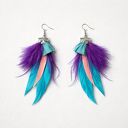 ręcznie robione kolczyki - długie pióra Wyjątkowe, ręcznie tworzone kolczyki w formie długich piór