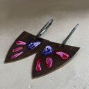 Kolczyki Triangle with Exotic Flowers - Ruby & Purple