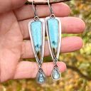 chryzokola, kyanit i słodkie popołudnie - srebrne kolczyki