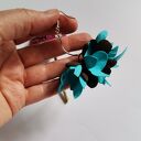 Kwiatowe kolczyki boho turkus i brąz na ślub - lekkie handmade