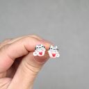 Kolczyki kotki Pusheen w kubeczkach - 1 cm, sztyfty ze stali chirurgicznej