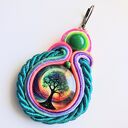 Ombre Tree - ręcznie haftowane kolczyki sutaszowe