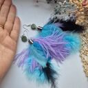 Kolczyki lekkie pióra boho w turkusie - rękodzieło Ruda Klara