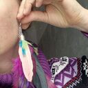 Kolczyki pióra boho kolorowe - lekkie i wykonane w pojedynczym egzemplarzu