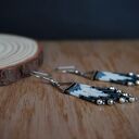 Kolczyki stal chirurgiczna hematyt - długie handmade ONArt