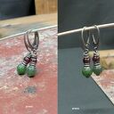 Bursztyn & granat - kolczyki