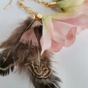 Kolczyki etno boho folk z kwiatami i piórami na ślub - kolorowe detale
