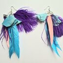 ręcznie robione kolczyki - długie pióra Wyjątkowe, ręcznie tworzone kolczyki w formie długich piór