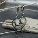 Kolczyki z kamieniem księżycowym Elerrina - srebro 999/930, wire wrapping