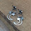 Delikatne kolczyki - księżyc z akwamarynem