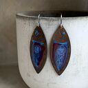 Kolczyki ze srebra i mosiądzu Fish Dark Ruby & Deep Blue