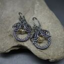 Kolczyki z cytrynu „Narcisio” - długie srebrne łezki wire wrapping