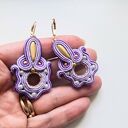 Lilac kolczyki sutasz - ręcznie haftowane (5 cm)