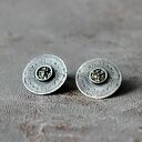 Srebrne kolczyki wkrętki z pirytęm - Azteckie Słońce (2 cm)