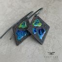 Kolczyki Little Flowers - Orchid Dark Blue & Lemon Green