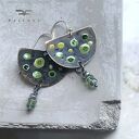 Kolczyki Green Dots & Apatite - zielone geometryczne kropki z apatytu, mosiądzu i srebra 925