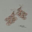 Etno antyk kolczyki z miedzi - wirewrapping retro greckie