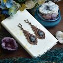 złote kolczyki z - kamieniem wiktoriańskie miedziane wiszące